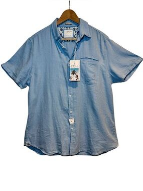 NWT Denim & Flower Ricky Singh Short Sleeve Button Down Shirt Large